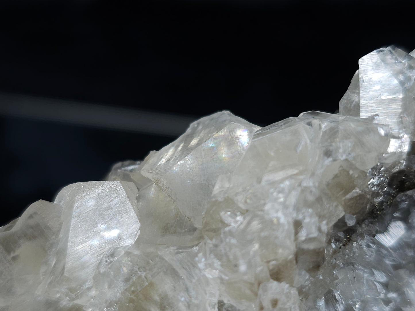 #33202 Super clear Nailhead Spar Calcite cluster and  Chalcopyrite ore and multiple small fossils in the matrix