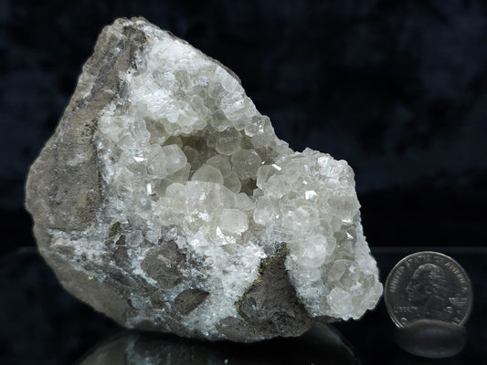 #33203 Super clear Nailhead Spar Calcite geode with Chalcopyrite ore and multiple small fossils