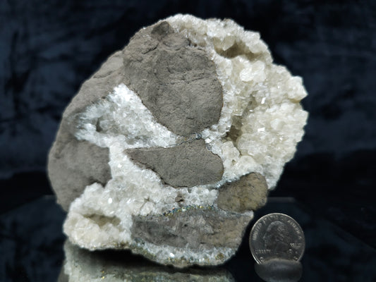 #33207 Super clear Nailhead Spar Calcite geode and Chalcopyrite ore and multiple small fossils