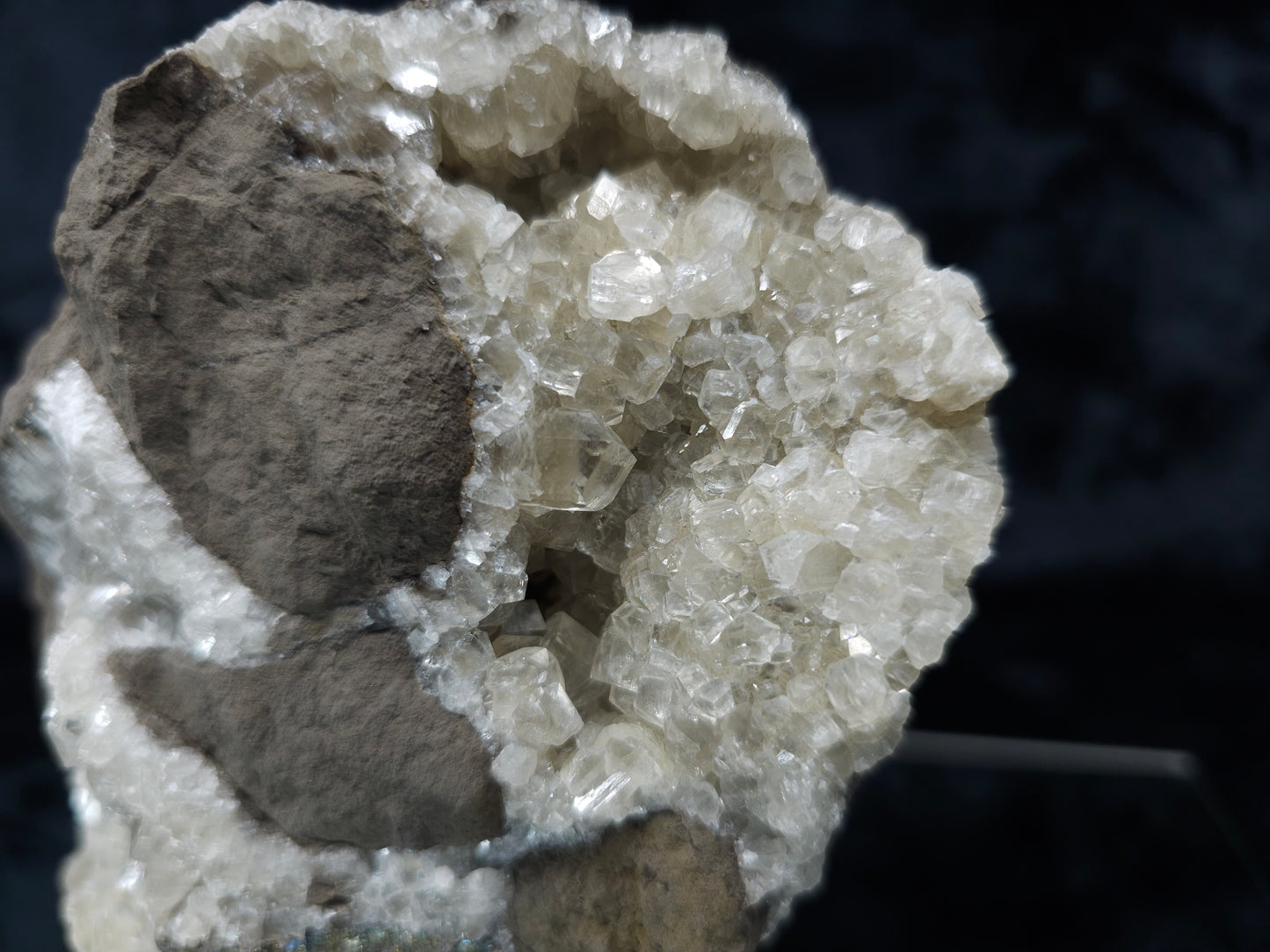 #33207 Super clear Nailhead Spar Calcite geode and Chalcopyrite ore and multiple small fossils
