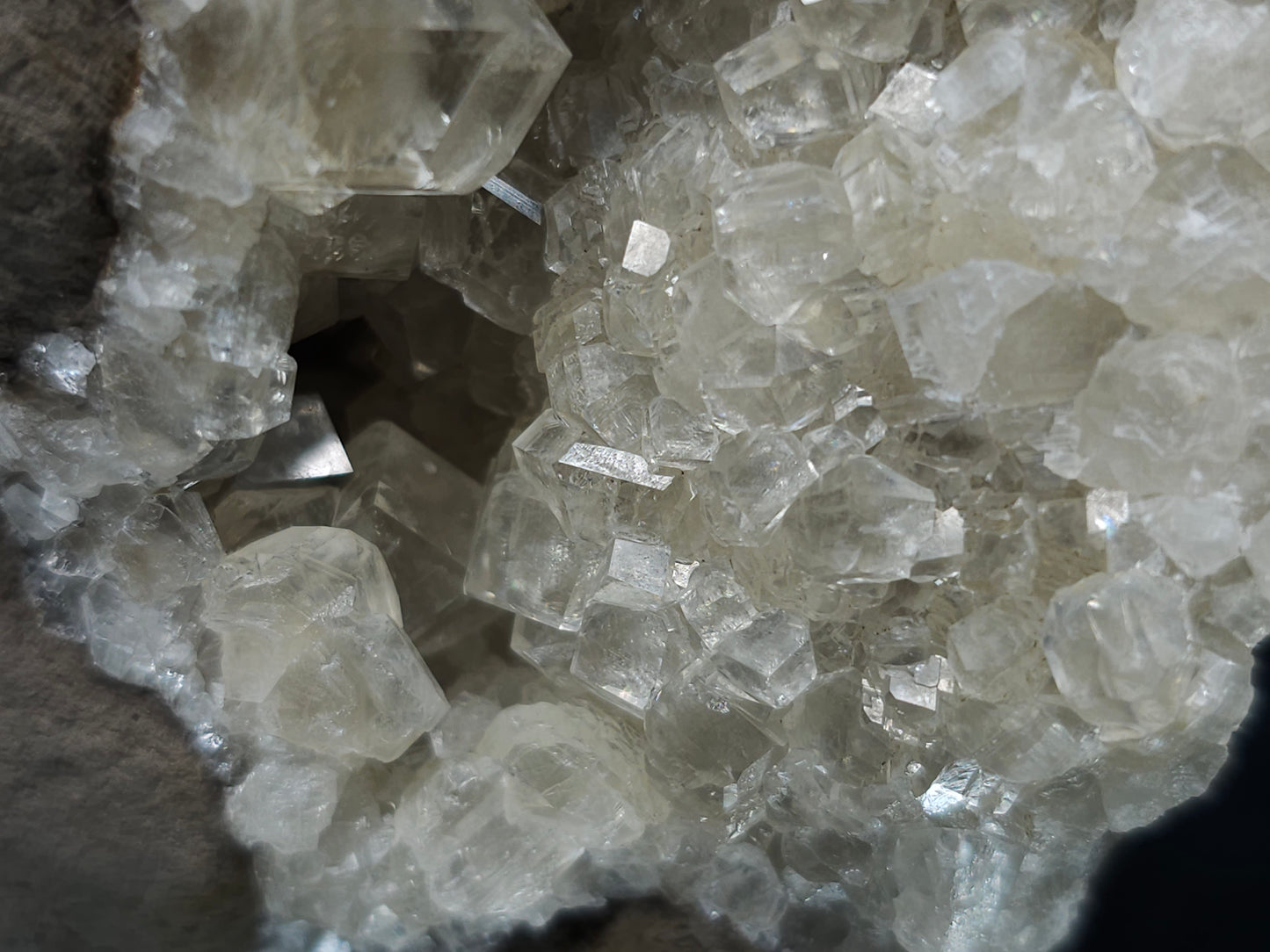 #33207 Super clear Nailhead Spar Calcite geode and Chalcopyrite ore and multiple small fossils