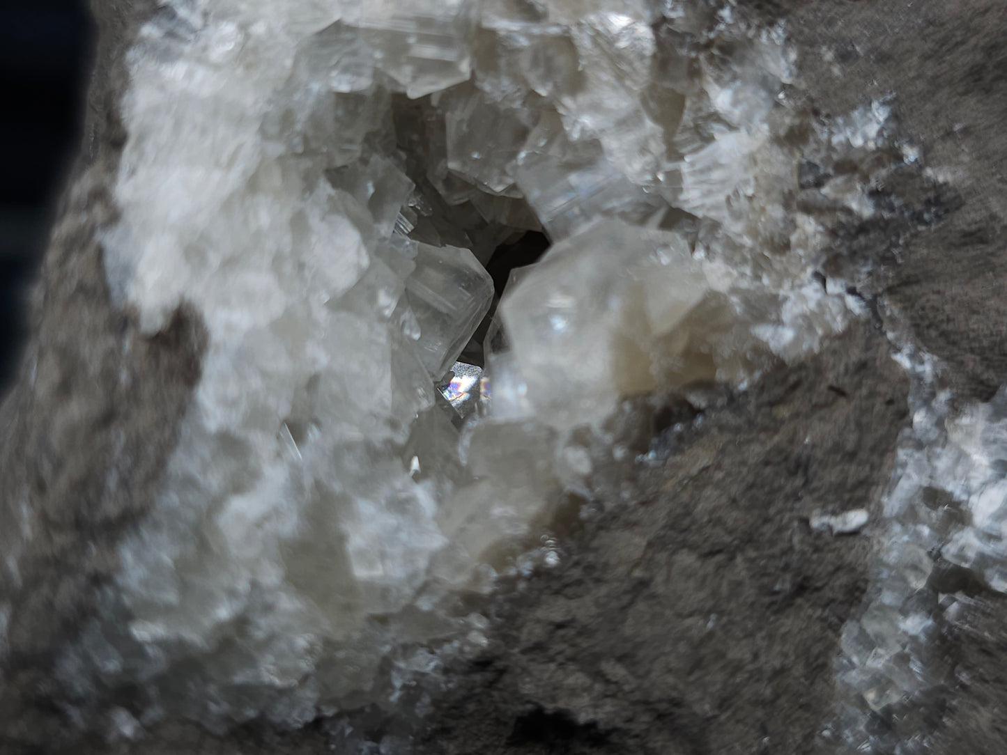 #33207 Super clear Nailhead Spar Calcite geode and Chalcopyrite ore and multiple small fossils