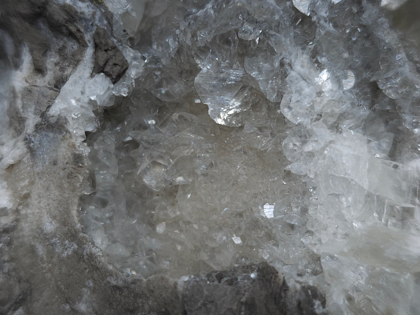 #33208 Super clear Nailhead Spar Calcite cluster and Chalcopyrite ore and multiple small fossils in the matrix