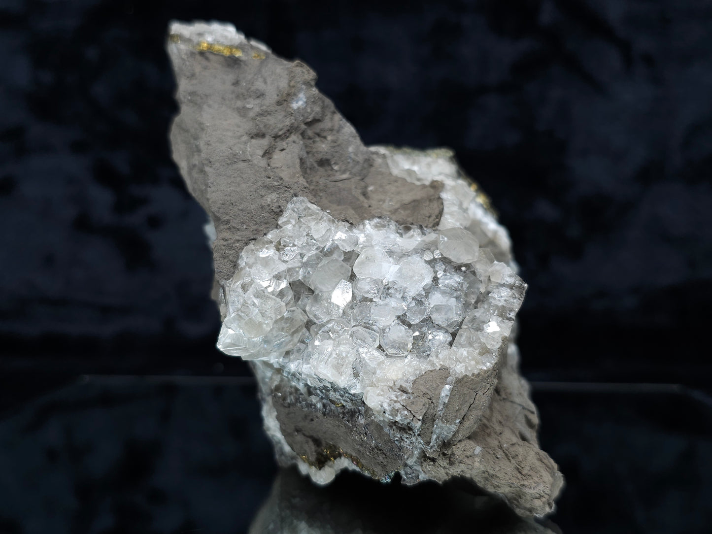 #33211 Double phantom Nailhead Spar Calcite cluster with Chalcopyrite ore and multiple small fossils in the matrix