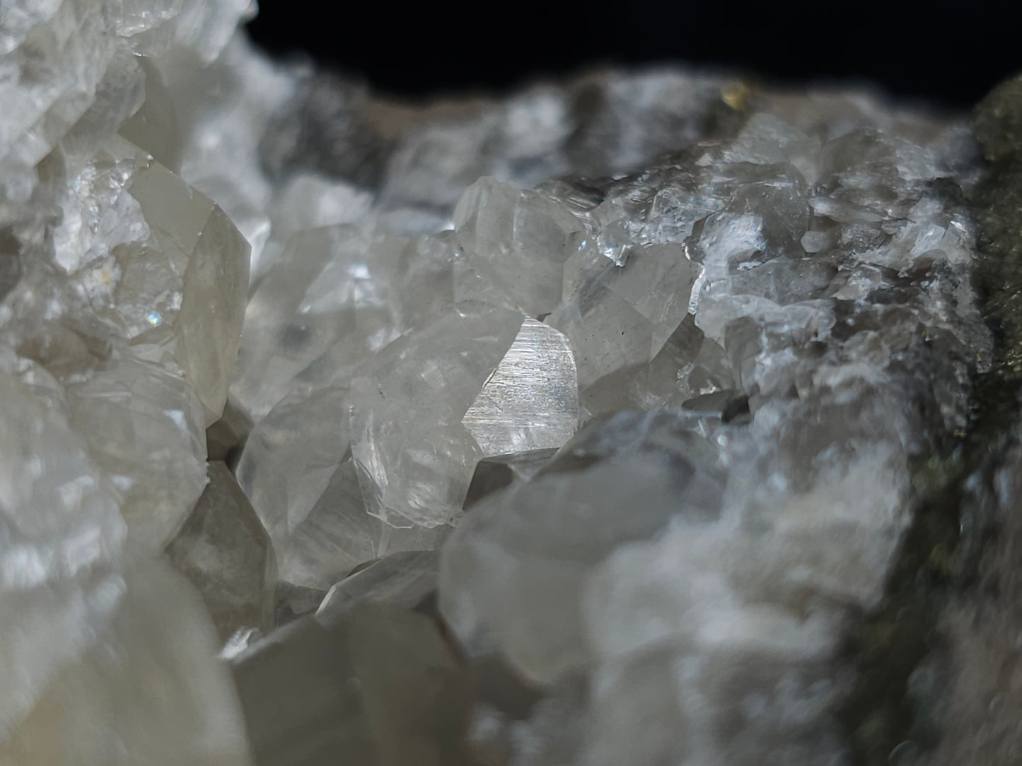#33211 Double phantom Nailhead Spar Calcite cluster with Chalcopyrite ore and multiple small fossils in the matrix