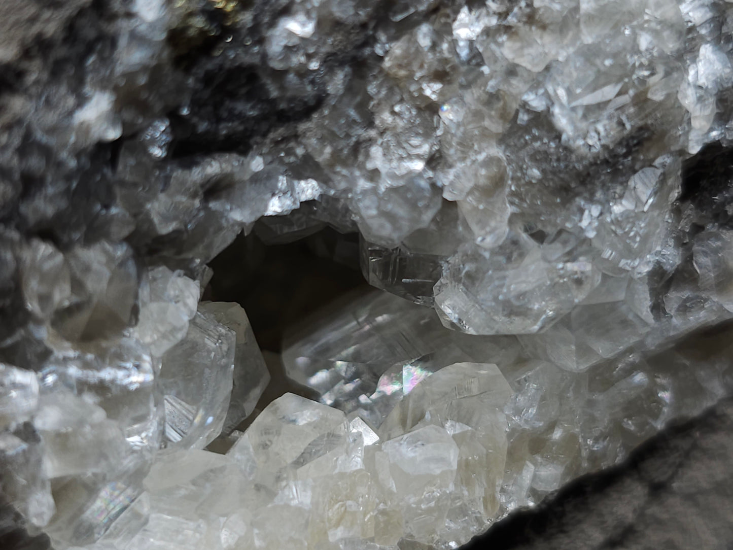 #33211 Double phantom Nailhead Spar Calcite cluster with Chalcopyrite ore and multiple small fossils in the matrix