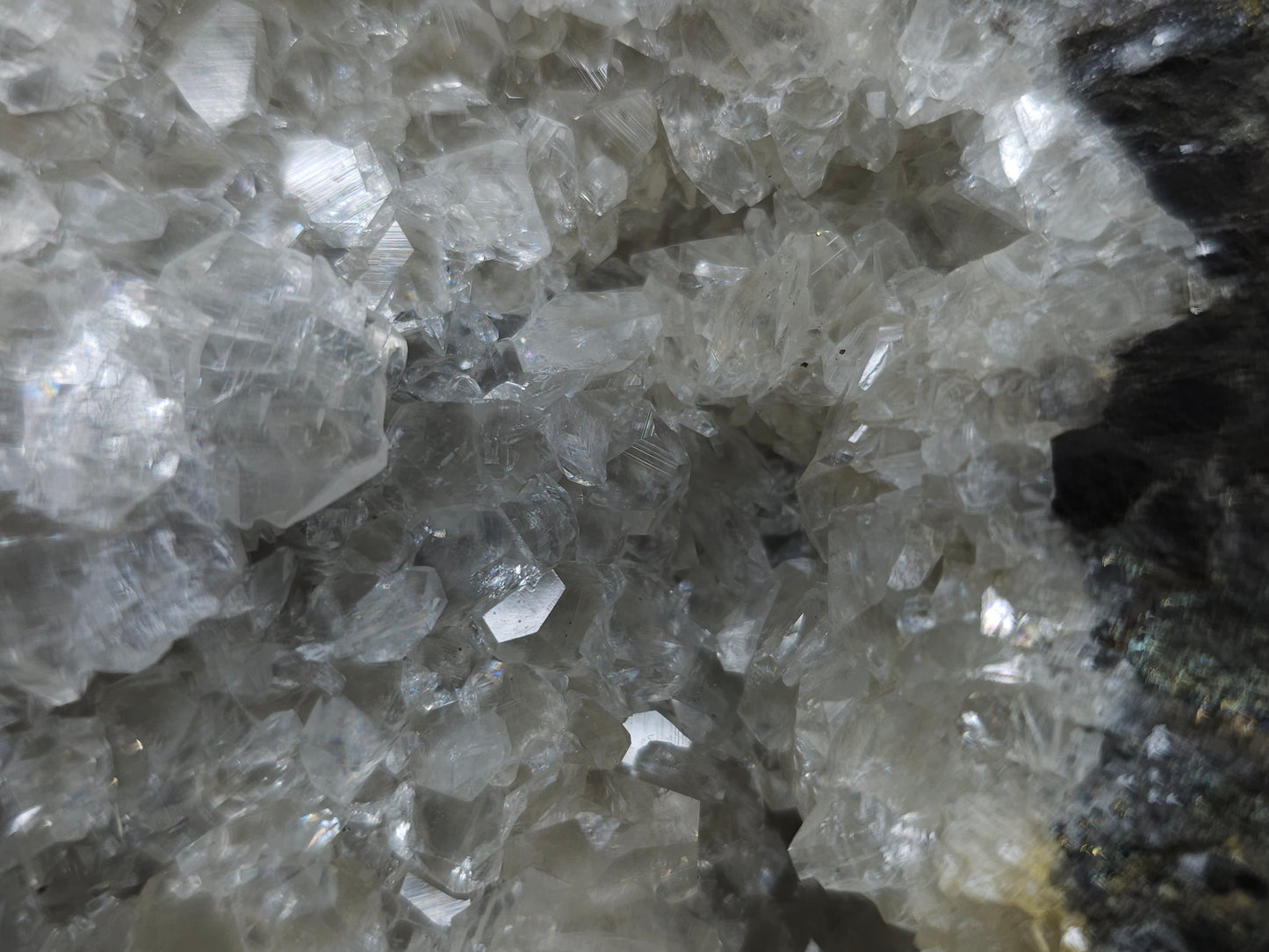 #33212 Super clear Nailhead Spar Calcite cluster and Chalcopyrite ore and multiple small fossils