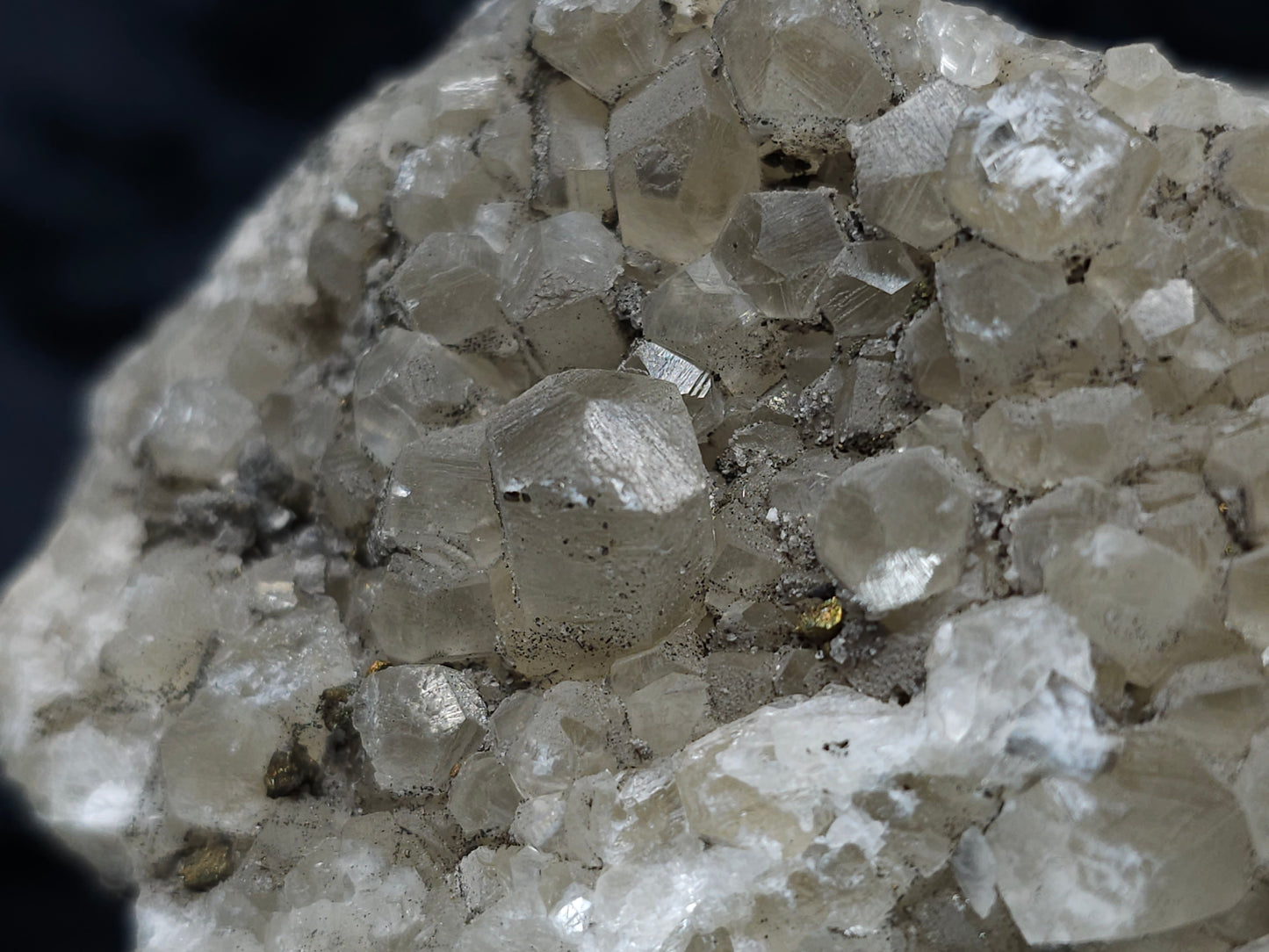 #33213 Double phantom Nailhead Spar Calcite cluster with Chalcopyrite ore and multiple small fossils in the matrix