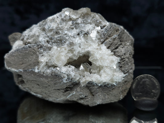 #33214 Super clear Nailhead Spar Calcite geode and Chalcopyrite ore and multiple small fossils in the matrix