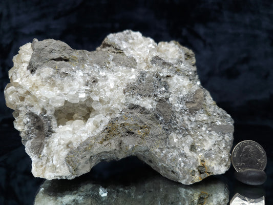#33215 Super clear Nailhead Spar Calcite geode and Chalcopyrite ore and multiple small fossils in the matrix
