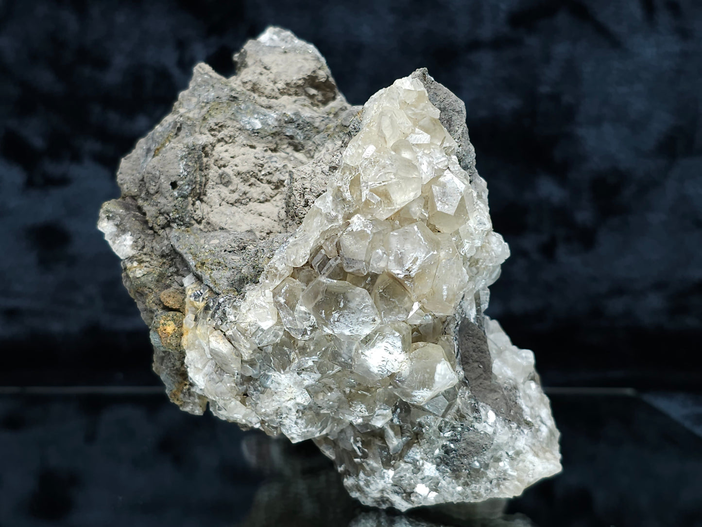 #33215 Super clear Nailhead Spar Calcite geode and Chalcopyrite ore and multiple small fossils in the matrix