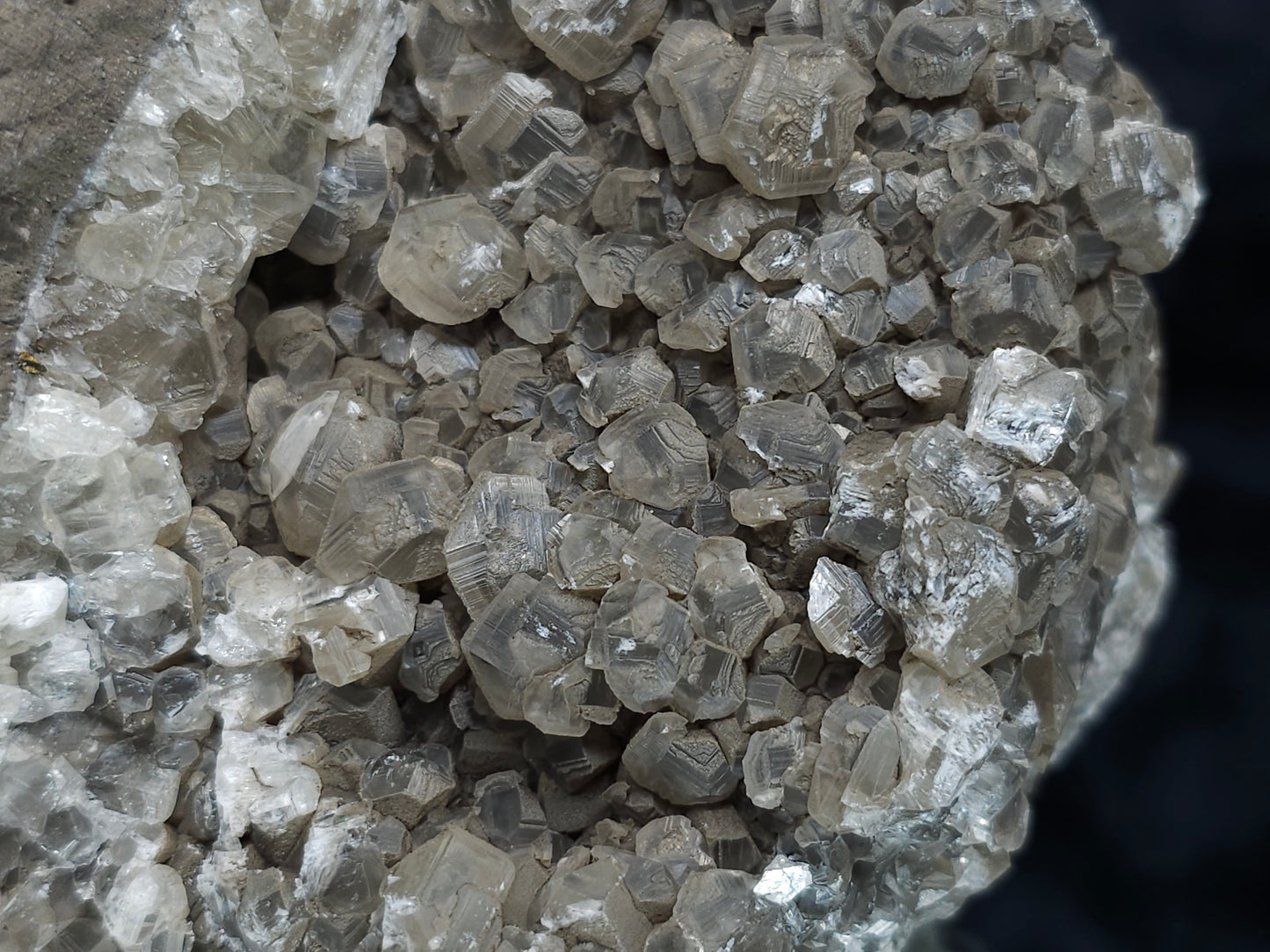#33217 Double phantom Nailhead Spar Calcite cluster with Chalcopyrite ore and multiple small fossils in the matrix