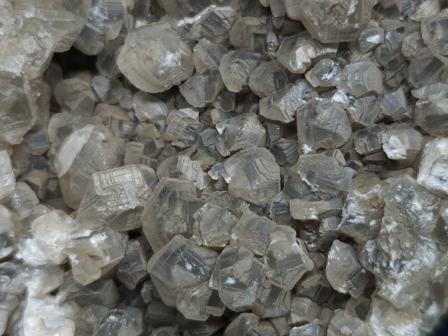 #33217 Double phantom Nailhead Spar Calcite cluster with Chalcopyrite ore and multiple small fossils in the matrix