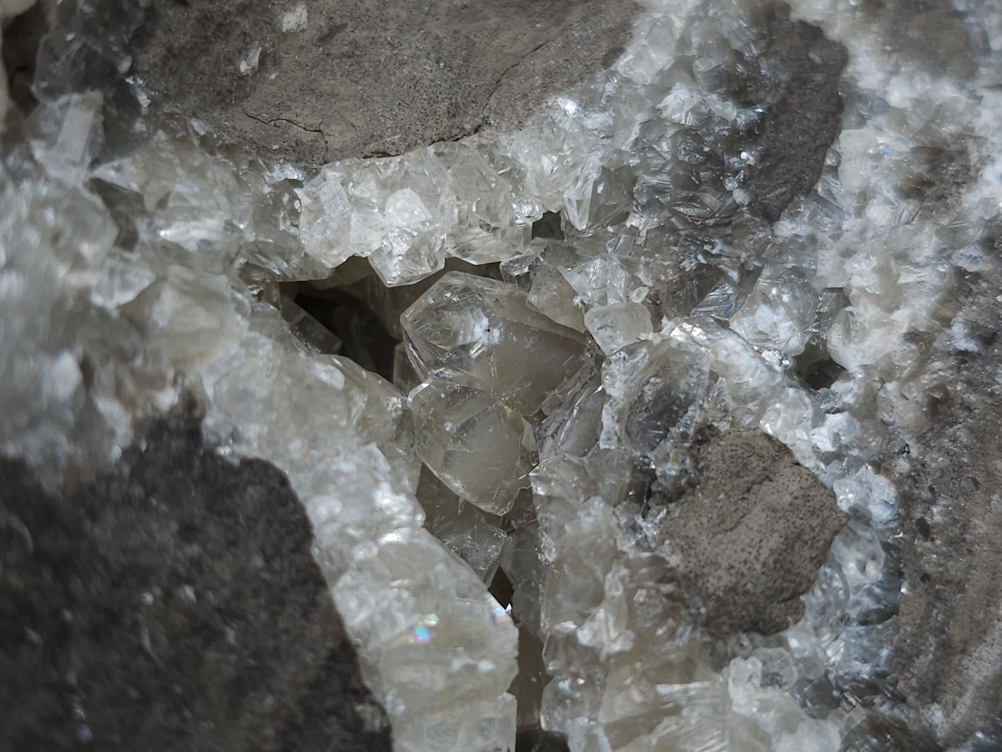 #33217 Double phantom Nailhead Spar Calcite cluster with Chalcopyrite ore and multiple small fossils in the matrix