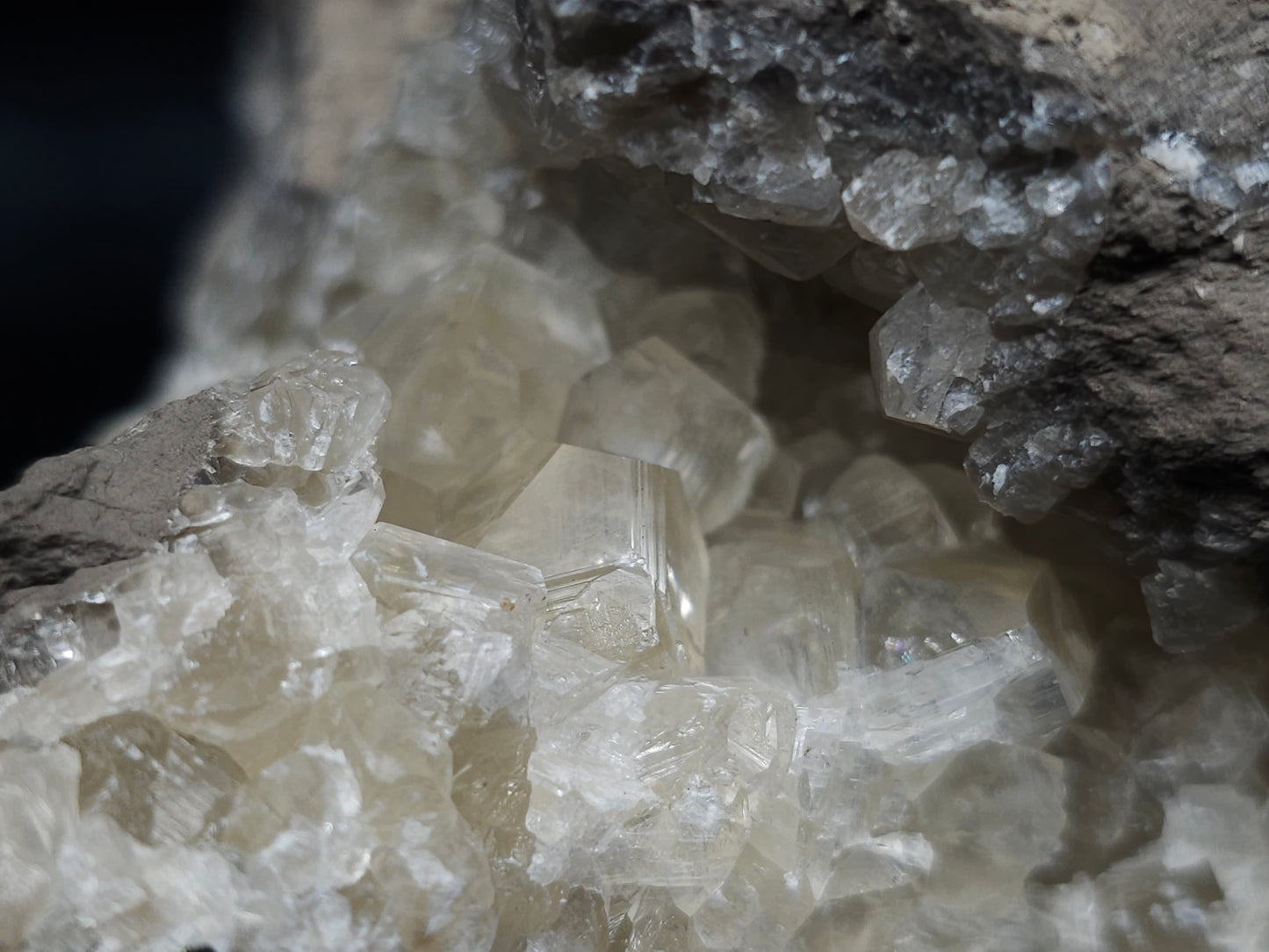 #33217 Double phantom Nailhead Spar Calcite cluster with Chalcopyrite ore and multiple small fossils in the matrix