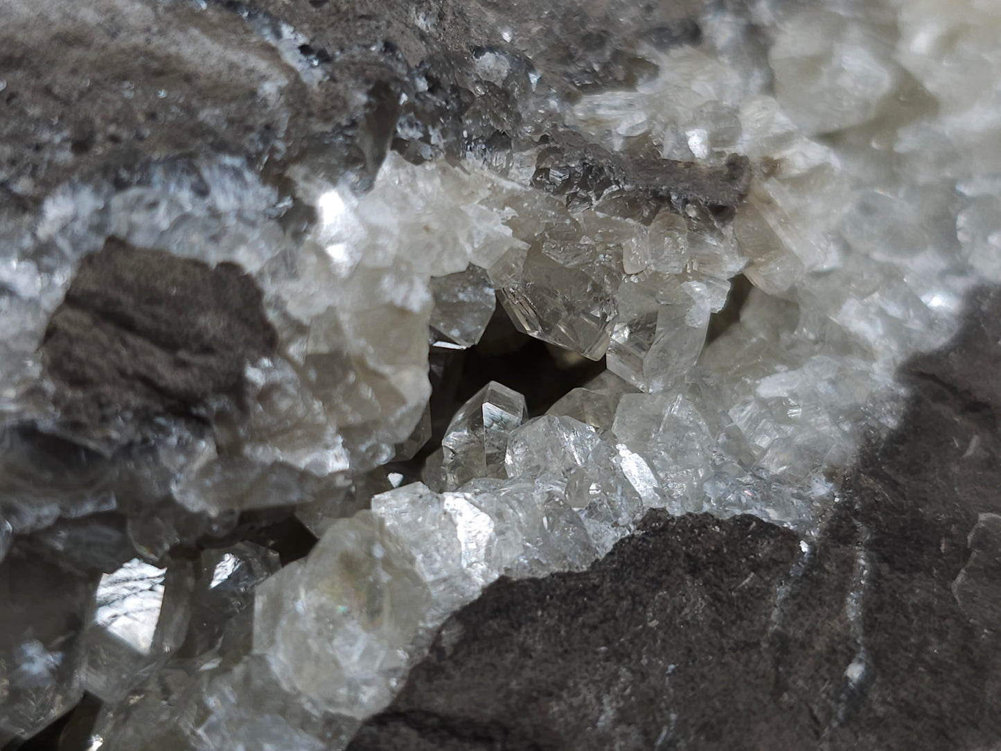 #33217 Double phantom Nailhead Spar Calcite cluster with Chalcopyrite ore and multiple small fossils in the matrix