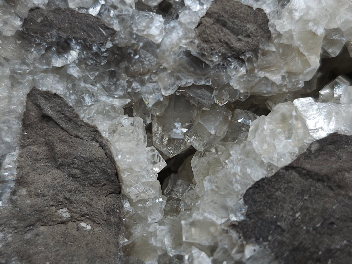 #33217 Double phantom Nailhead Spar Calcite cluster with Chalcopyrite ore and multiple small fossils in the matrix