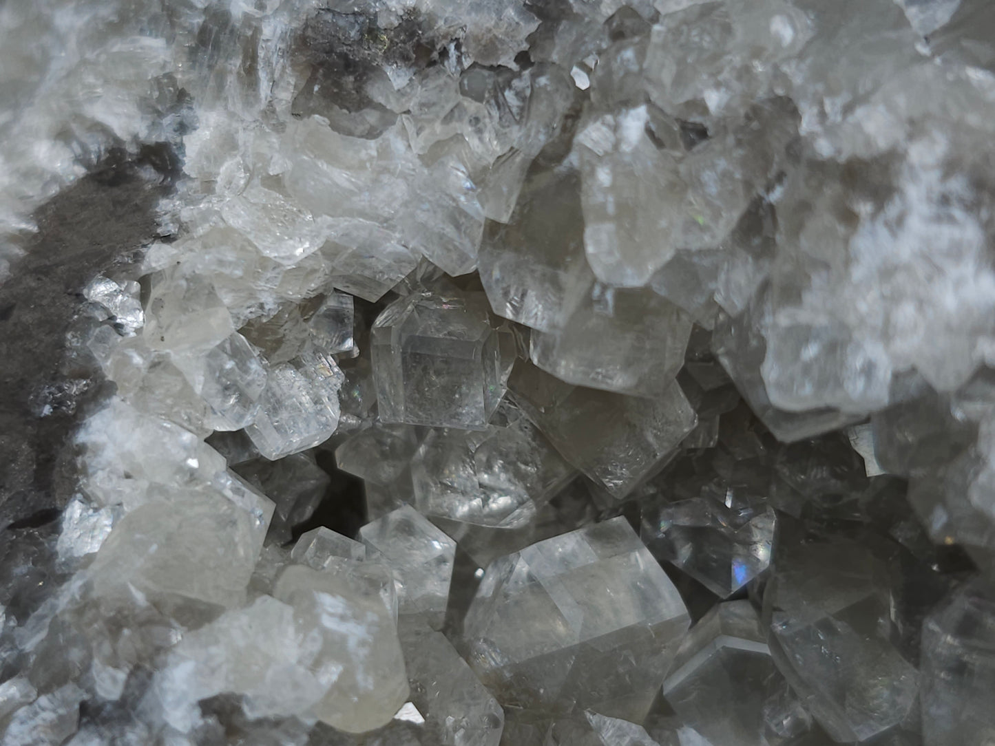#33218 Super clear Nailhead Spar Calcite geode and Chalcopyrite ore and multiple small fossils