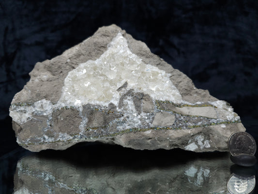 #33219 Super clear Nailhead Spar Calcite cluster and Chalcopyrite ore and multiple small fossils in the matrix