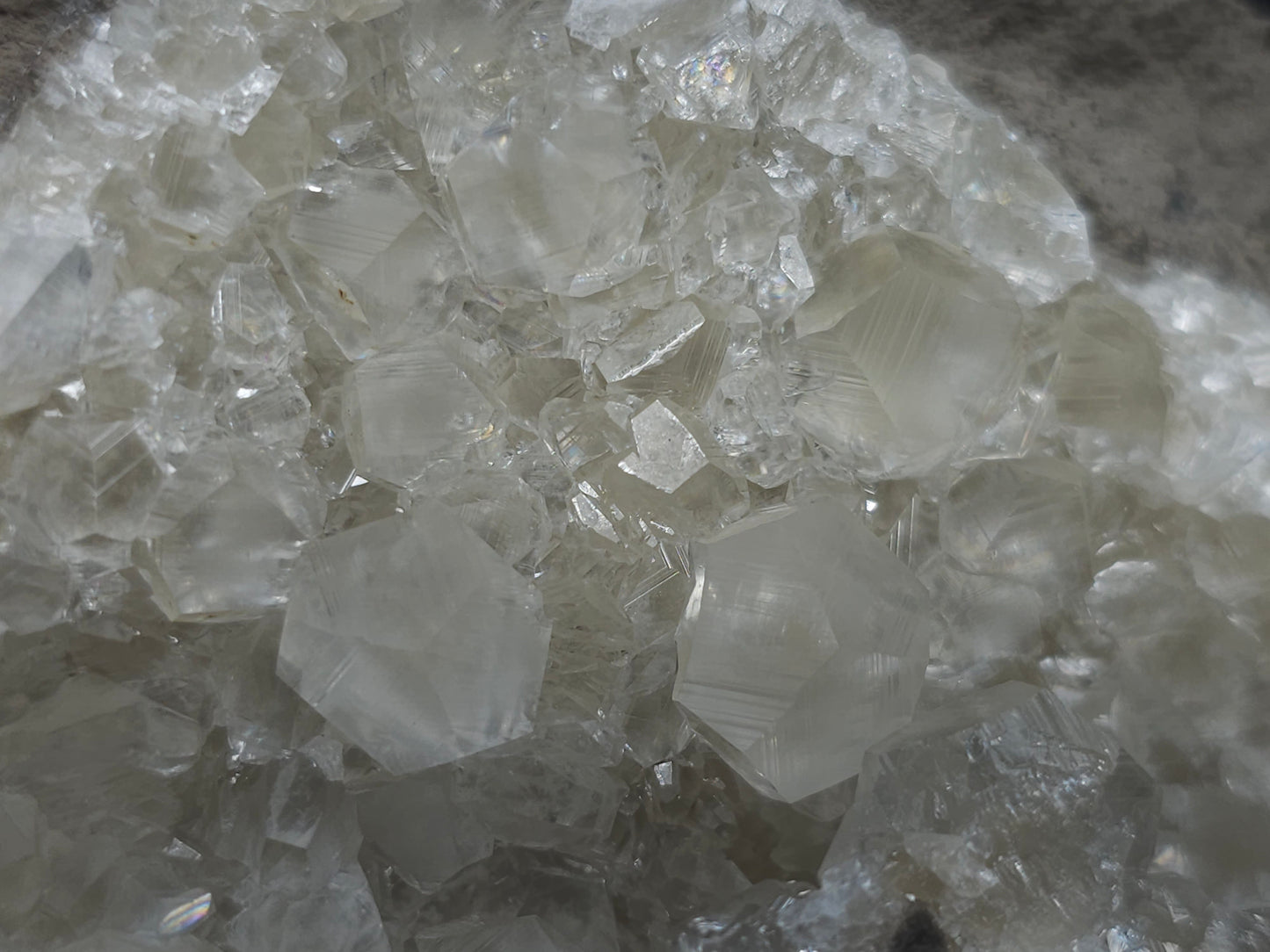#33219 Super clear Nailhead Spar Calcite cluster and Chalcopyrite ore and multiple small fossils in the matrix