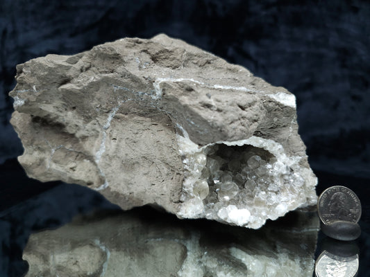 #33221 Super clear Nailhead Spar Calcite geode and Chalcopyrite ore and multiple small fossils in the matrix