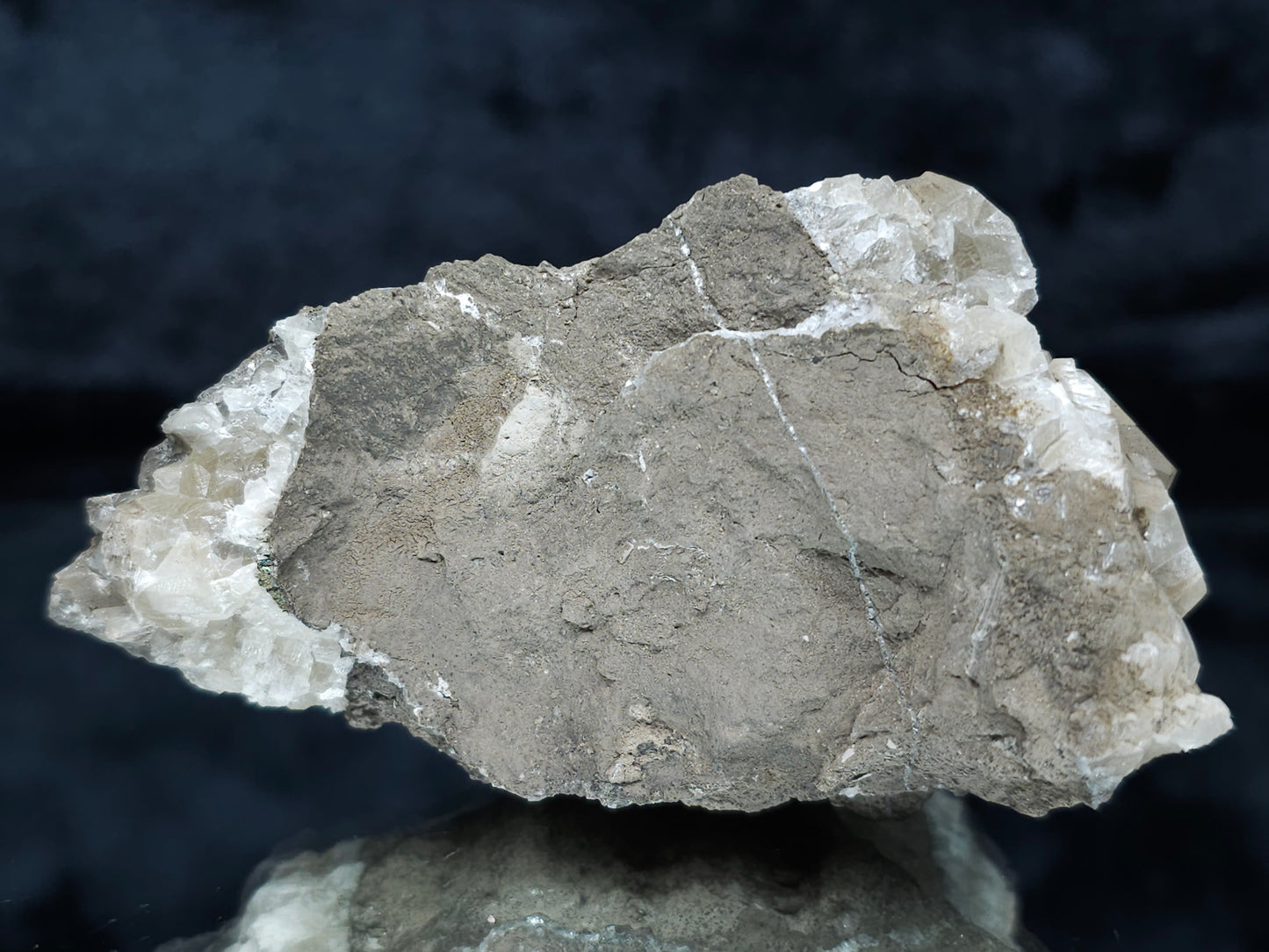 #33975 double phantom Nailhead Spar Calcite cluster and Chalcopyrite ore and awesome Trilobite fossil