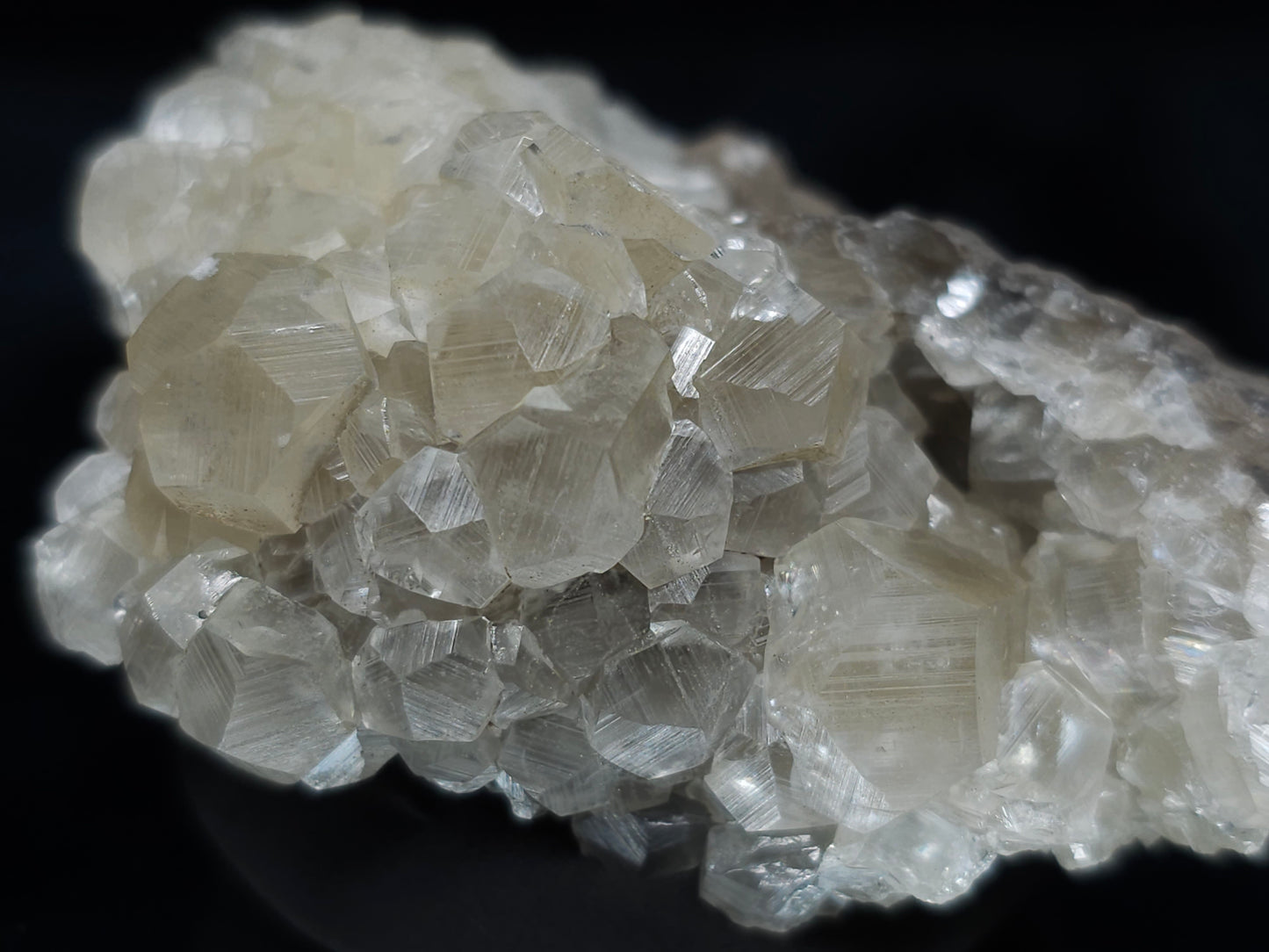 #33986 Super clear Nailhead Spar Calcite cluster and Chalcopyrite ore and multiple small fossils in the matrix