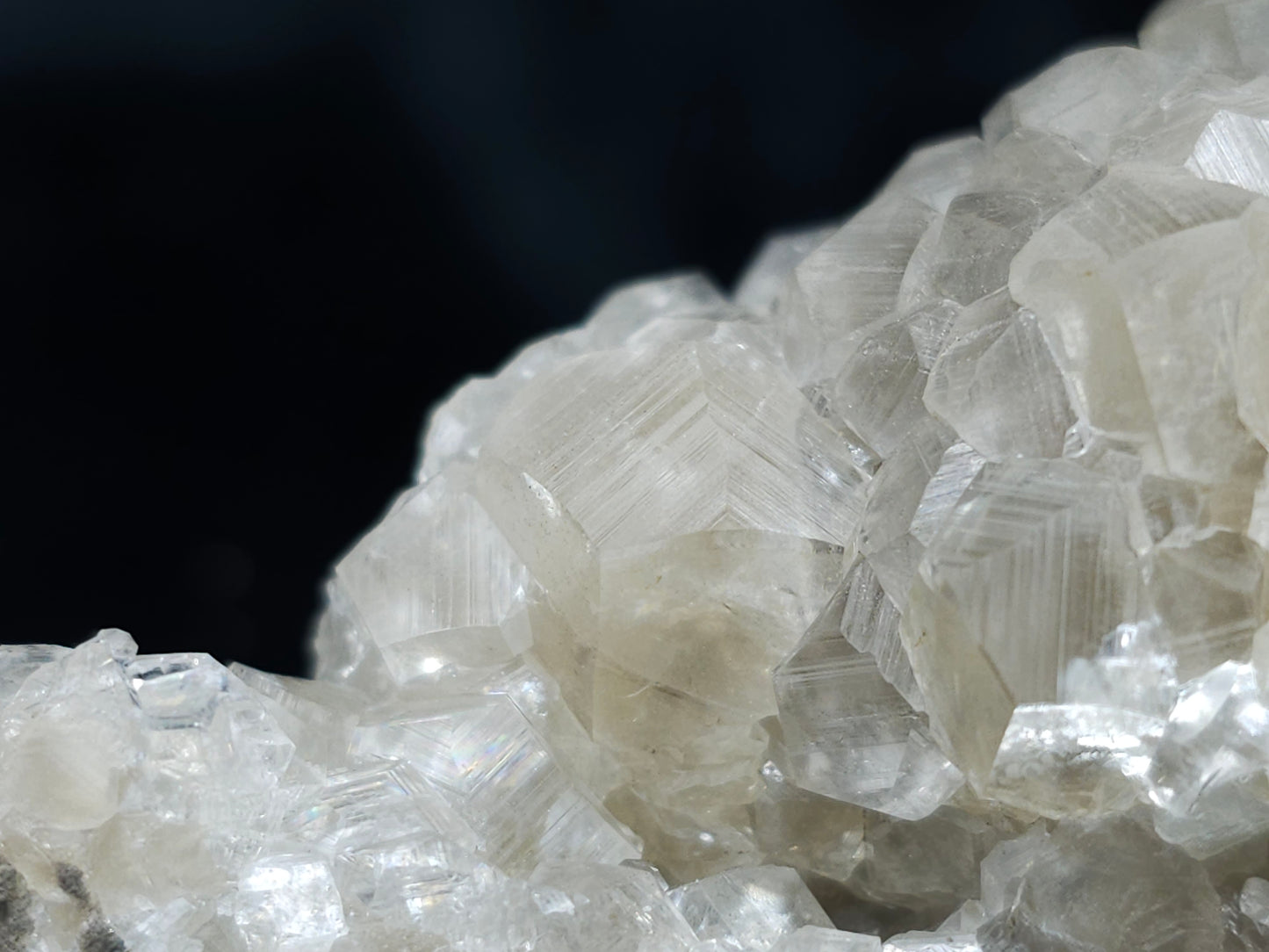 #33986 Super clear Nailhead Spar Calcite cluster and Chalcopyrite ore and multiple small fossils in the matrix