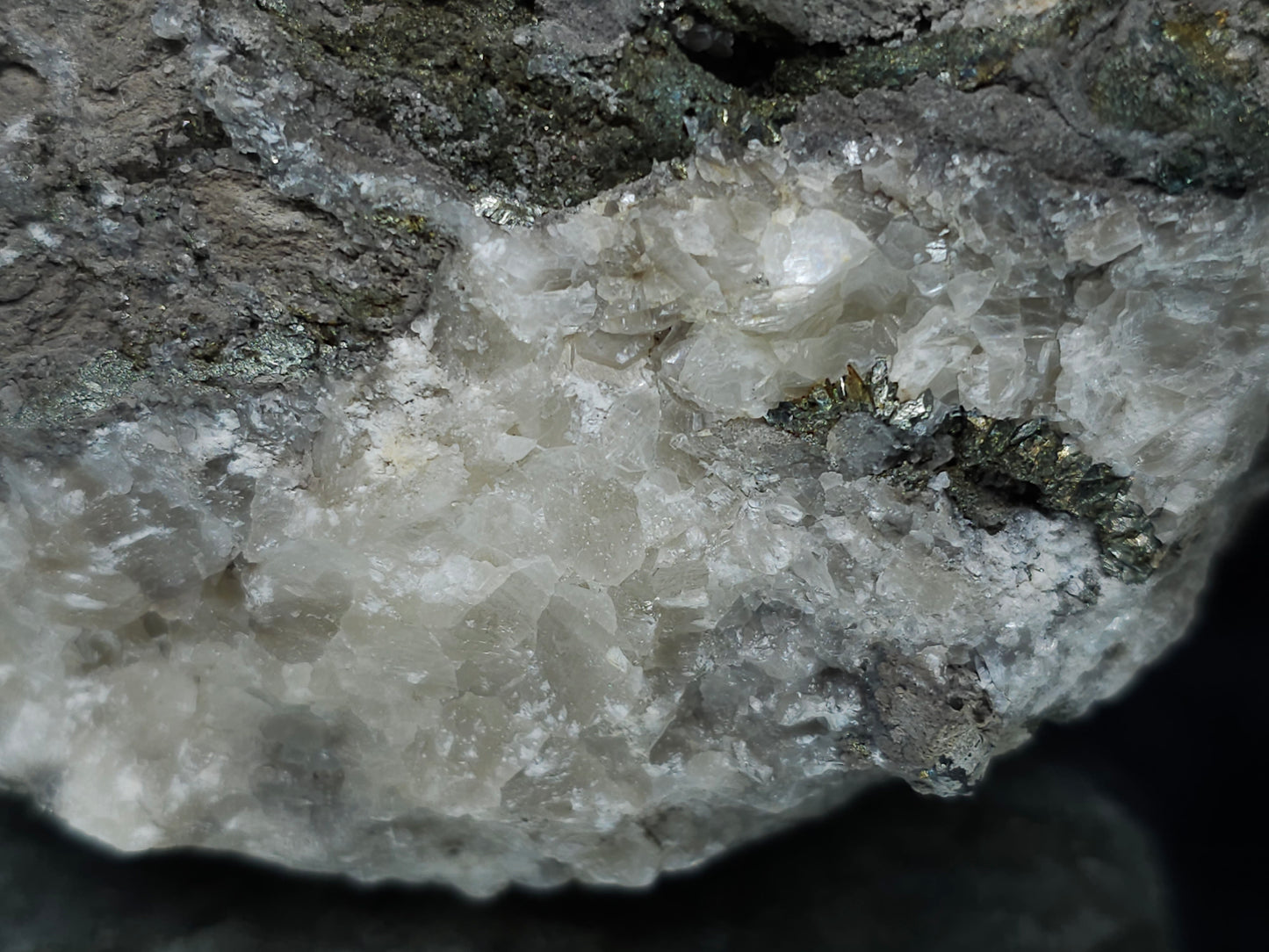 #35883 Golden Chalcopyrite ore and Calcite formation