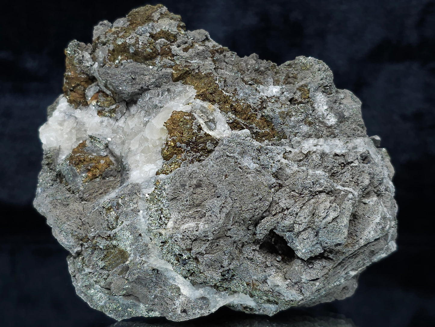 #35883 Golden Chalcopyrite ore and Calcite formation