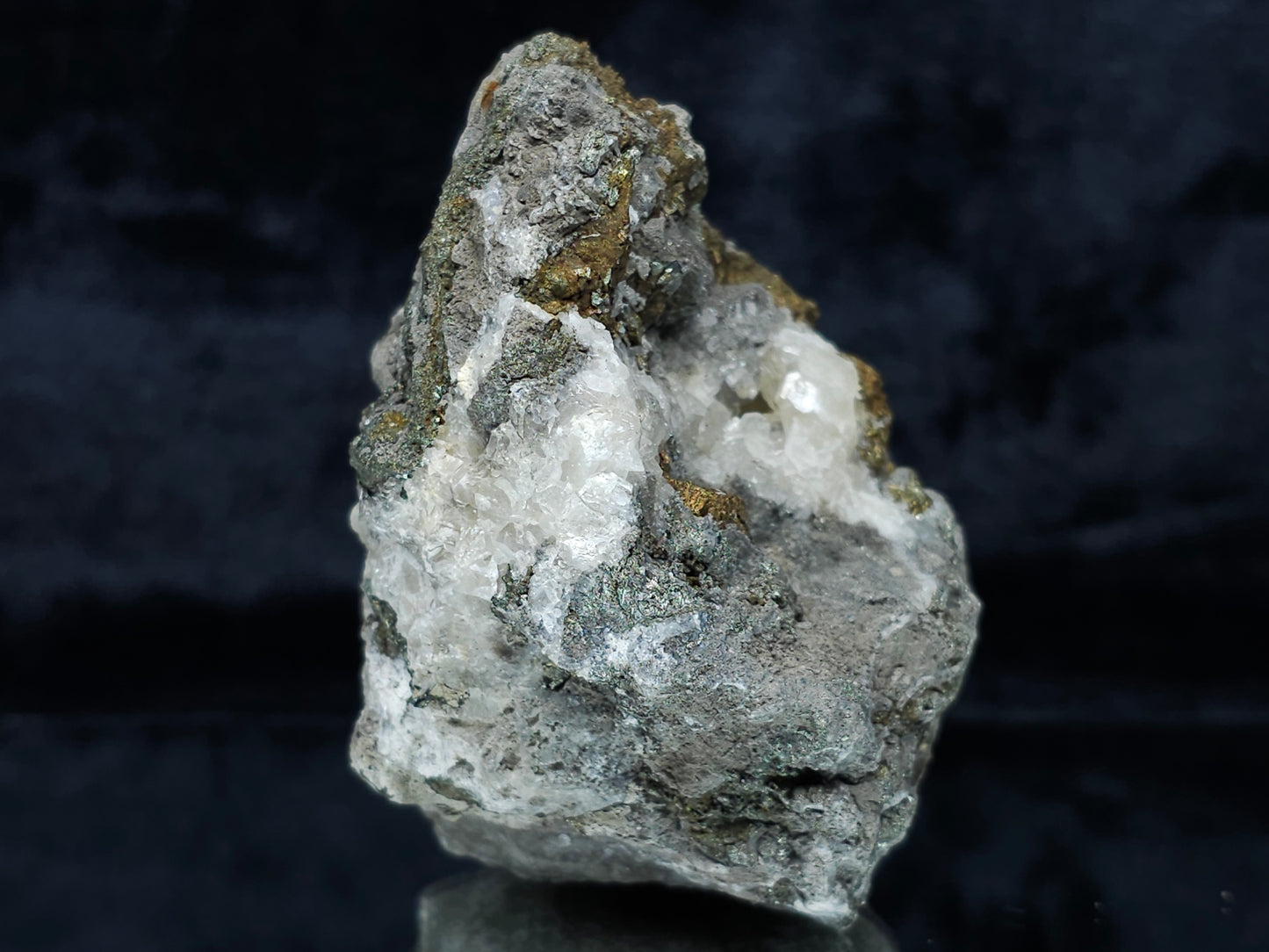 #35883 Golden Chalcopyrite ore and Calcite formation