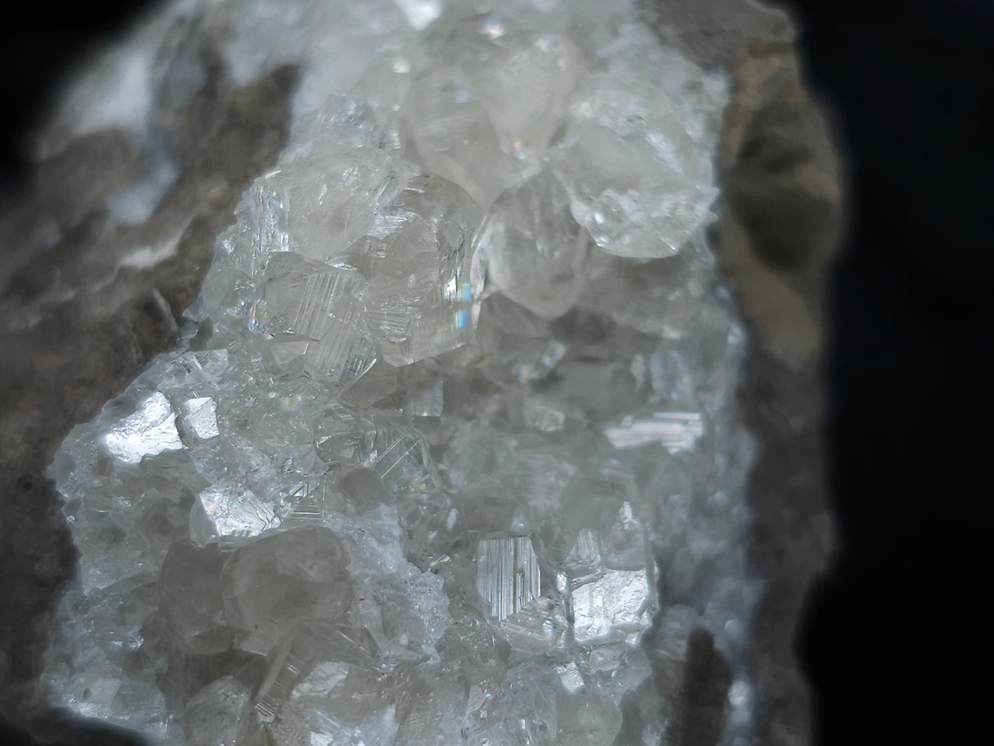 #35917 #R Super clear Nailhead Spar Calcite cluster, Chalcopyrite ore and multiple small fossils in the matrix