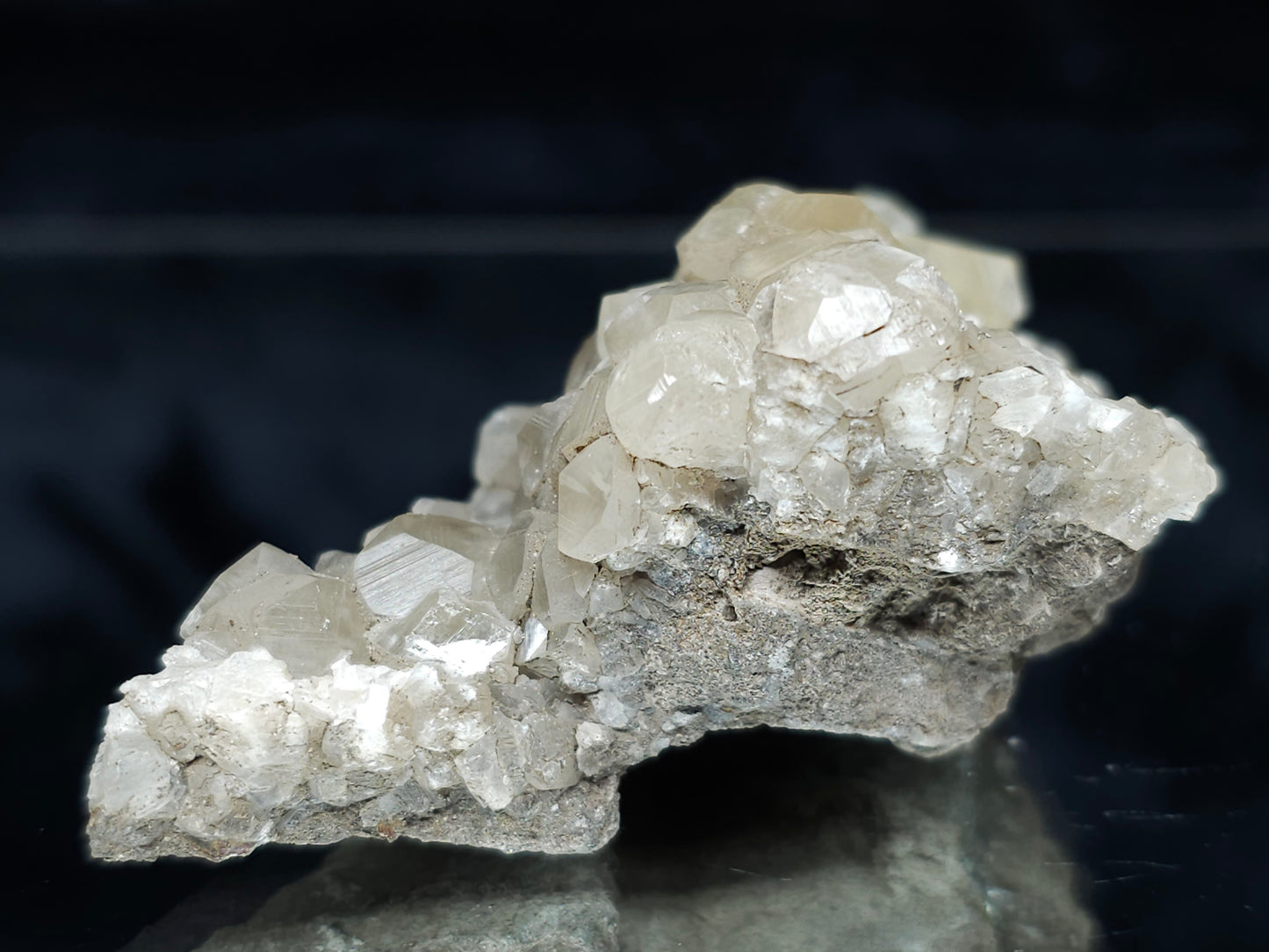 #33978 Super clear Nailhead Spar Calcite cluster and Chalcopyrite ore and multiple small fossils in the matrix