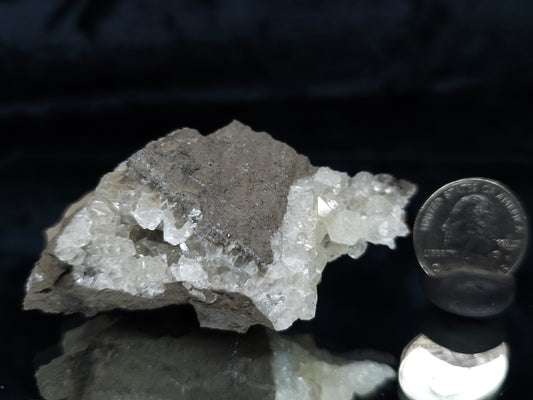 #33979 Super clear Nailhead Spar Calcite geode and Chalcopyrite ore and multiple small fossils in the matrix