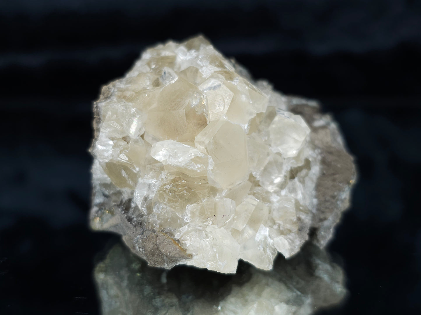 #33980 Super clear Nailhead Spar Calcite cluster and Chalcopyrite ore and multiple small fossils in the matrix