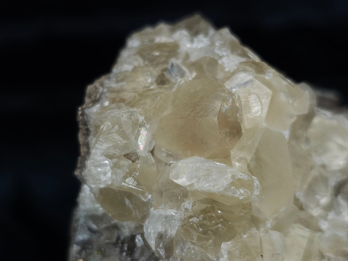 #33980 Super clear Nailhead Spar Calcite cluster and Chalcopyrite ore and multiple small fossils in the matrix