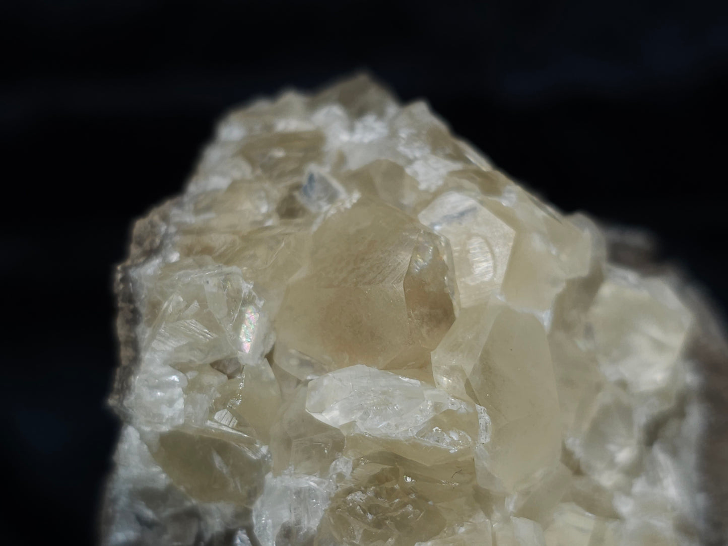 #33980 Super clear Nailhead Spar Calcite cluster and Chalcopyrite ore and multiple small fossils in the matrix