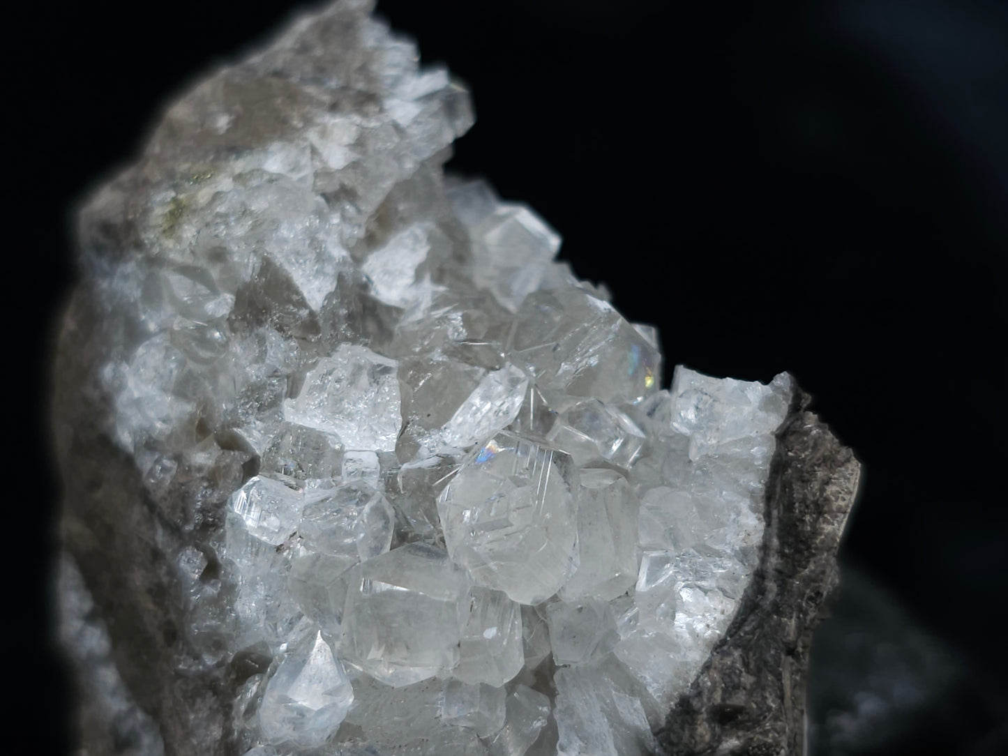 #33981 Super clear Nailhead Spar Calcite cluster and Chalcopyrite ore and multiple small fossils in the matrix