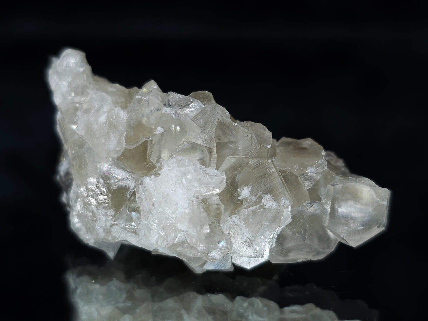 #33982 Super clear Nailhead Spar Calcite cluster and  Chalcopyrite ore and multiple small fossils in the matrix