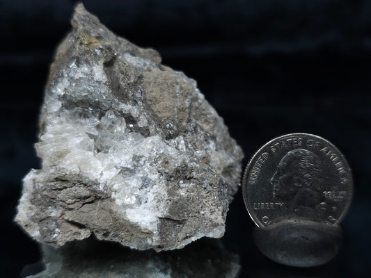#33984 Super clear Nailhead Spar Calcite cluster and Chalcopyrite ore and multiple small fossils in the matrix
