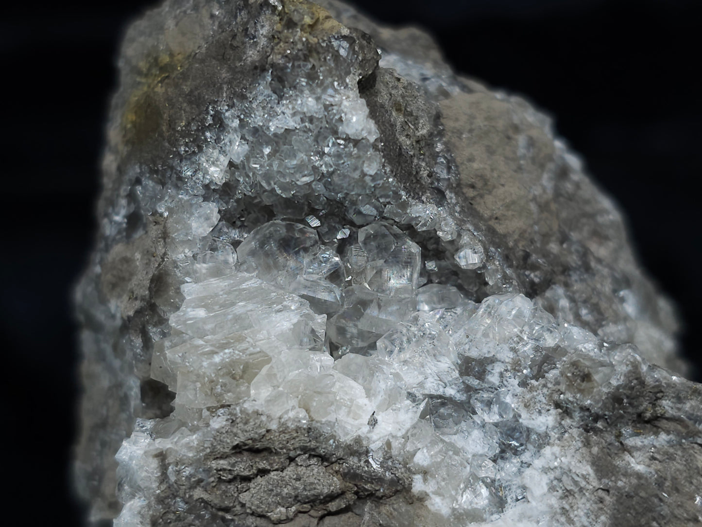 #33984 Super clear Nailhead Spar Calcite cluster and Chalcopyrite ore and multiple small fossils in the matrix