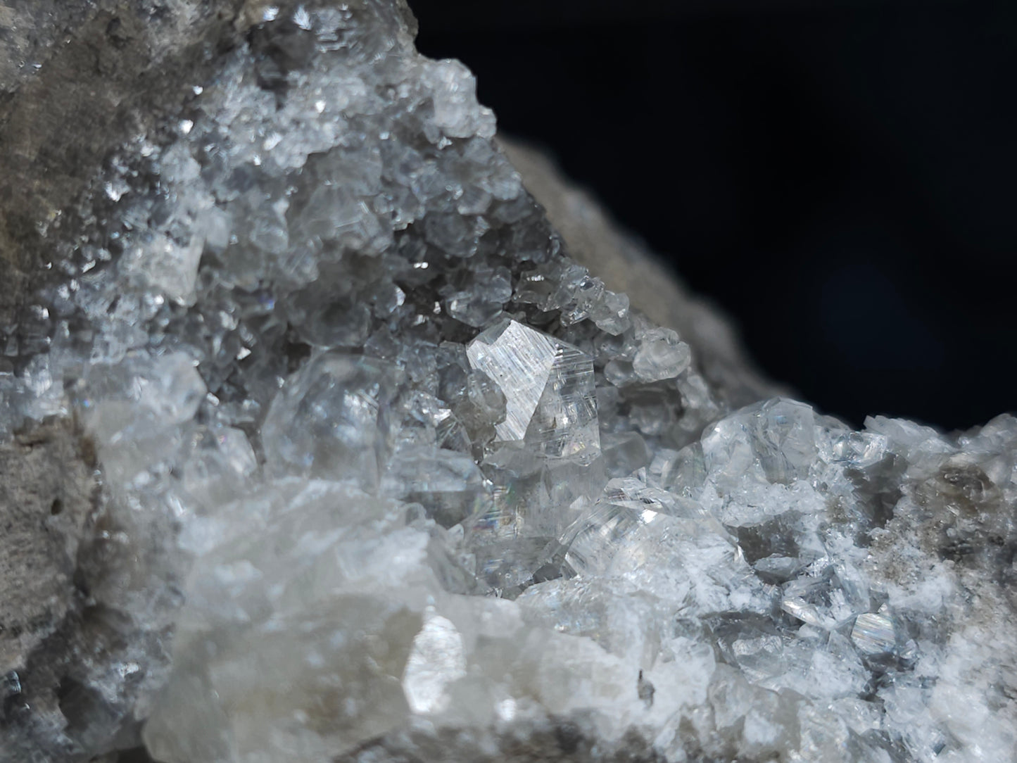 #33984 Super clear Nailhead Spar Calcite cluster and Chalcopyrite ore and multiple small fossils in the matrix