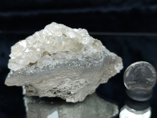 #33985 Super clear Nailhead Spar Calcite cluster and Chalcopyrite ore and multiple small fossils in the matrix