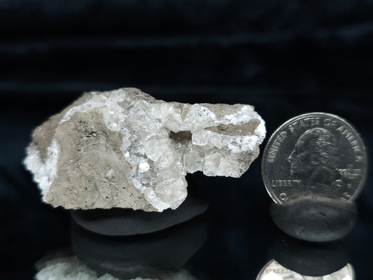 #33989 Super clear Nailhead Spar Calcite geode and  Chalcopyrite ore and multiple small fossils in the matrix