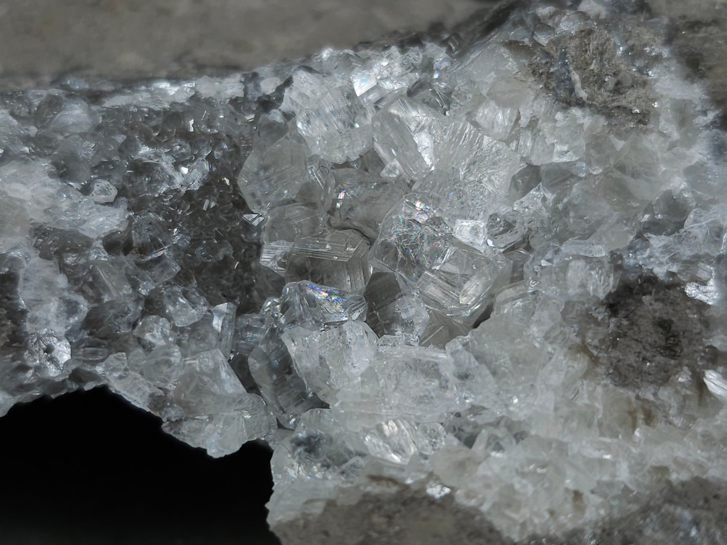 #33990 Super clear Nailhead Spar Calcite cluster and Chalcopyrite ore and multiple small fossils in the matrix