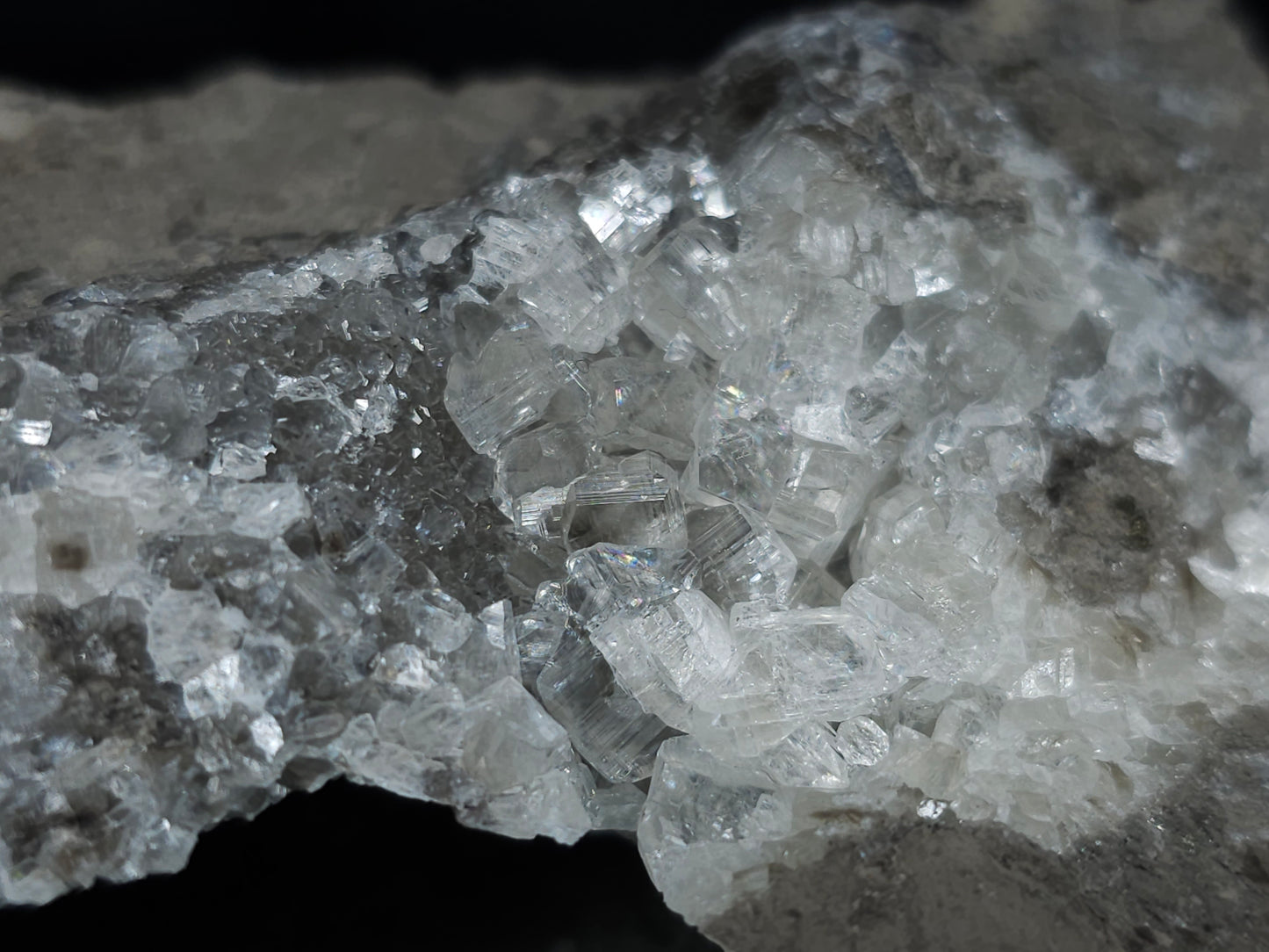 #33990 Super clear Nailhead Spar Calcite cluster and Chalcopyrite ore and multiple small fossils in the matrix