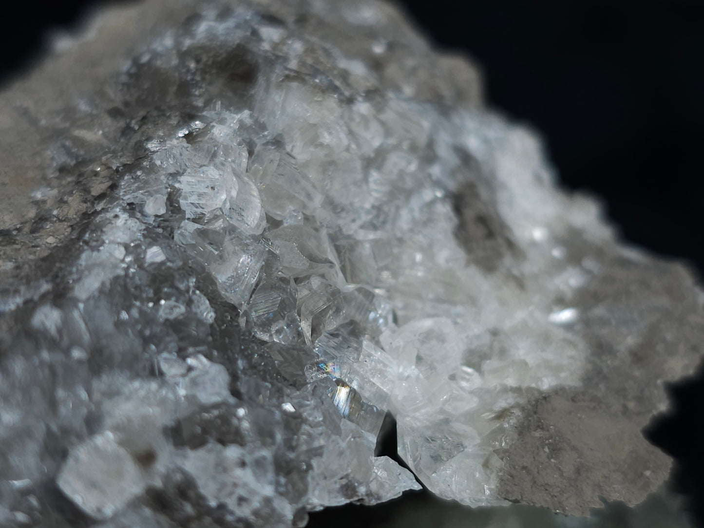#33990 Super clear Nailhead Spar Calcite cluster and Chalcopyrite ore and multiple small fossils in the matrix