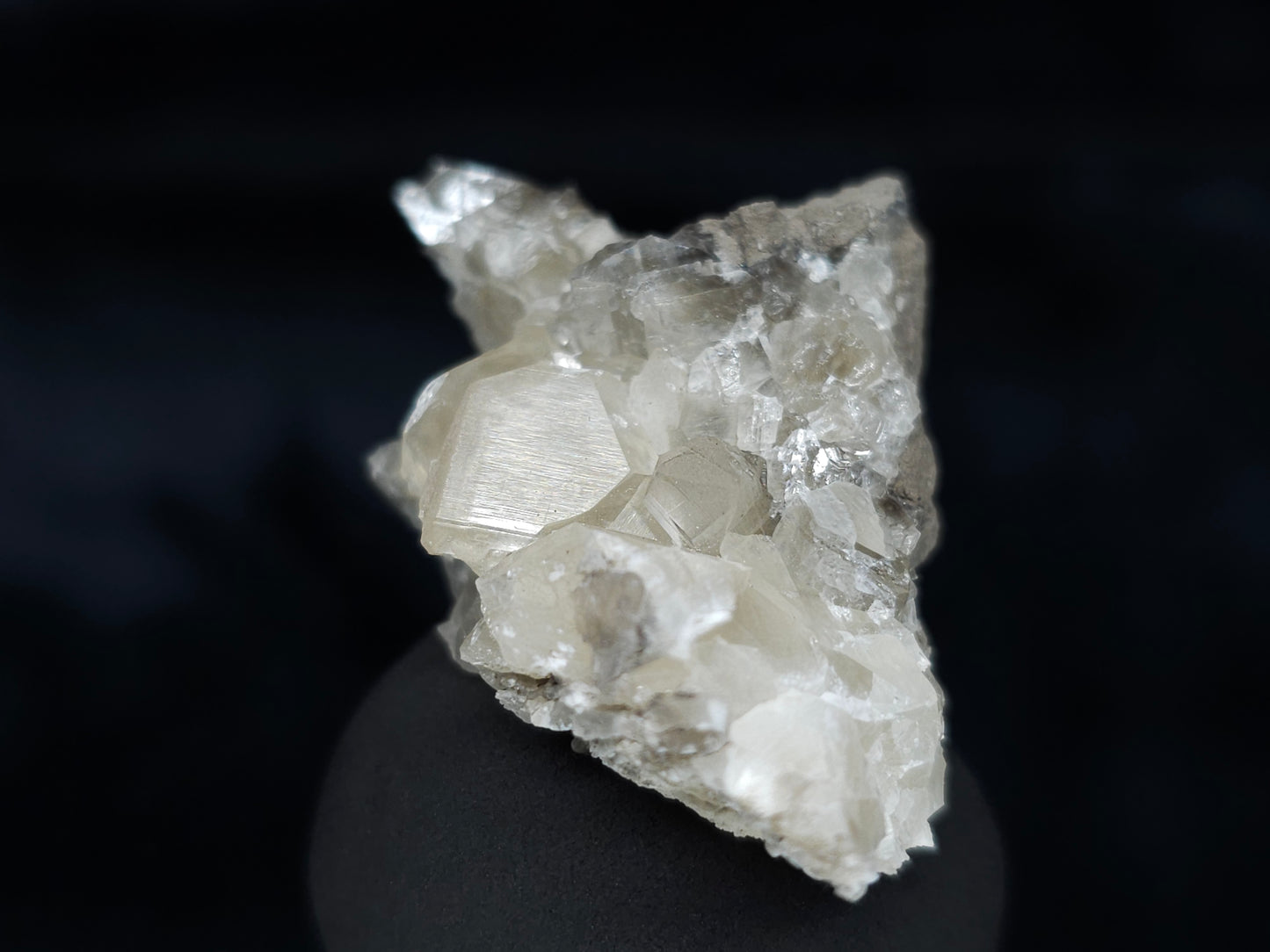 #33992 Super clear Nailhead Spar Calcite cluster and Chalcopyrite ore and multiple small fossils in the matrix