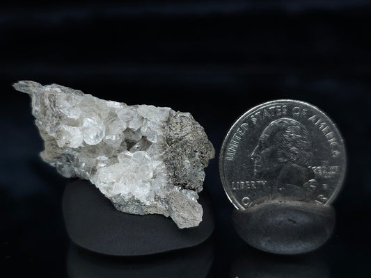#33995 Super clear Nailhead Spar Calcite geode and Chalcopyrite ore and multiple small fossils in the matrix