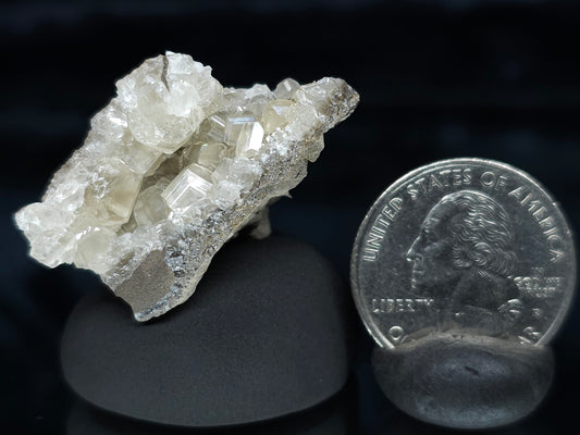 #33996 Super clear Nailhead Spar Calcite geode and Chalcopyrite ore and multiple small fossils in the matrix